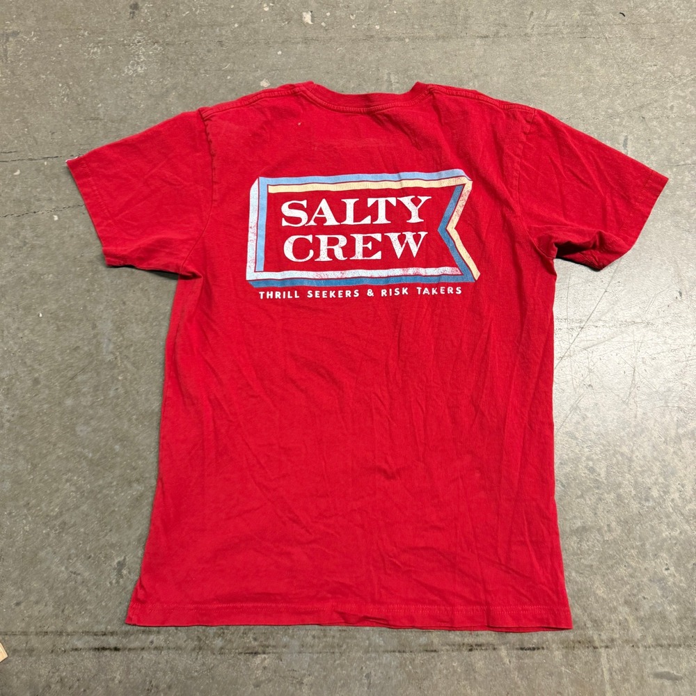 Salty Crew Mens Red‎ Graphic T-Shirt Thrill Seekers Risk Takers Size Medium